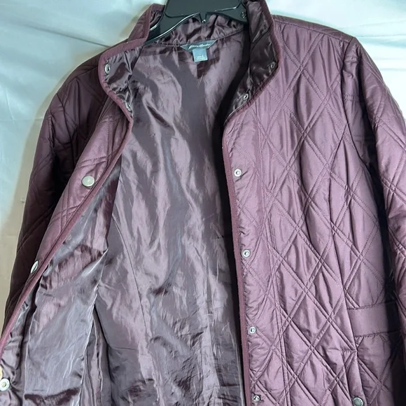 Eddie Bauer Quilted Jacket Coat Full Zip Insulated Pockets size large burgundy - Picture 7 of 15
